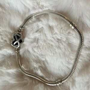 Pandora Moments Sparkling Infinity Heart Clasp Snake Chain Bracelet